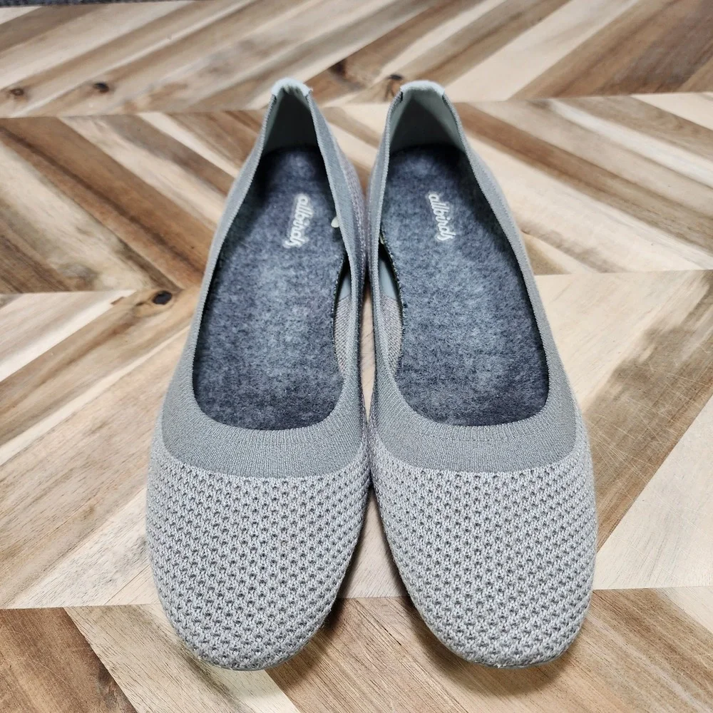 Allbirds Tree Breezers Womens Size 9 Mist Gray Knit Ballet Flats Shoes